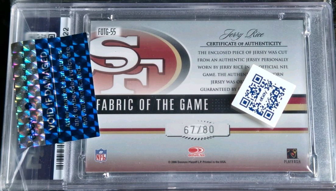 2006 Leaf Certified Jerry Rice autograph auto game used jersey 49ers HOF !!! view 2