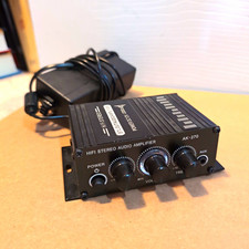 AK-270 Hi-Fi 2-Channel BTL Amplifier DC12V Black, AUX/RCA In, Speaker Out USED