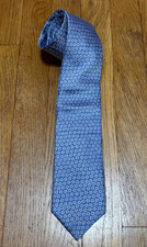Lavin Paris 100 Silk Blue Floral Motif Classic Necktie