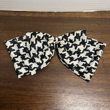 Vintage Print Black and White Geometric Large Bow Tie Hair Pin Barrette 80s 90s