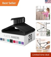 Plastic Hangers 20 Pack Black - Clothes Hangers - Makes The Perfect Coat Hang...