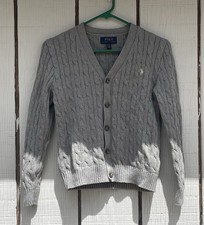 Polo Ralph Lauren Y2K Button Front Cardigan Cable Knit M 10-12