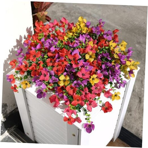 Artificial Flowers Plants for Outdoors, Fake Silk Flower Faux Plant Eucalyptus
