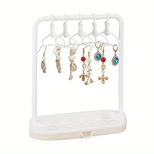 1set Small Clothes Rack with 5 pcs Mini Hangers Tiny White Plastic Jewerly