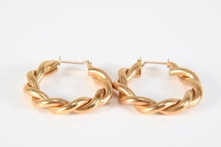 O72M02 Pair of Gold 585 14kt Earrings Hoop Earrings