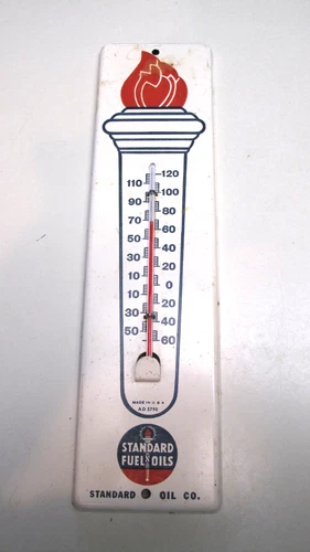 Vintage Standard Fuel Oils Thermometer  Tin/Metal Ad Gas
