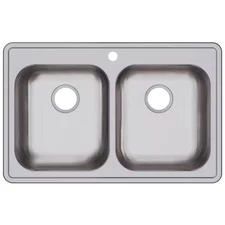 Dayton 33 In. Drop-In Double Bowl 22-Gauge Stainless Steel Kitchen Sink Only