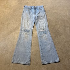 Vintage 60s 70s hippie patchwork distressed repaired bell bottom Jeans