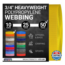 Strapworks Heavyweight Polypropylene Webbing 3/4" x 50yd Yellow DIY Repair