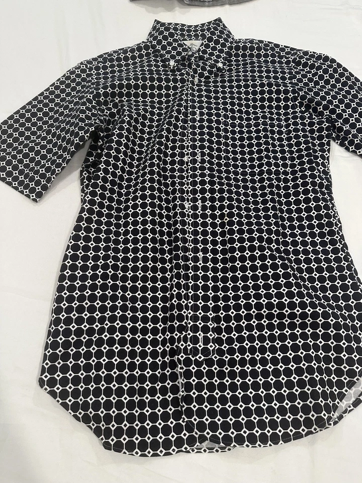 Camisa geométrica Brooks Brothers lã preta Thom Browne algodão EUA BB0 pré-própria - Imagem 3 de 4