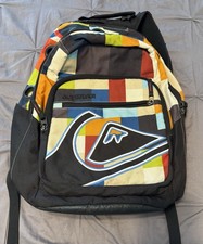Quicksilver Graphic 80's Style Backpack Colorful Book Bag School Surf Beach