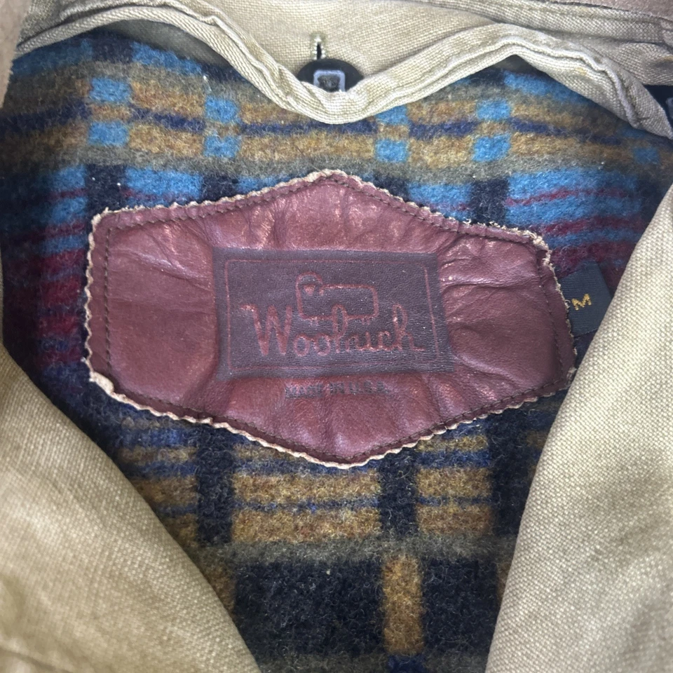 Woolrich Canvas Coat Jacket Men's M Chore Barn Aztec Navajo Wool Blanket Lined - Image 2 of 4