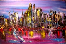 NEW YORK  VIEW  ART  CANVAS PRINT stretched fine art POP ART  Y88TT5