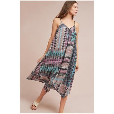 Anthropologie Akemi Kin Women s Sz S Multicolor Tassel Dress Midi Riviera Boho