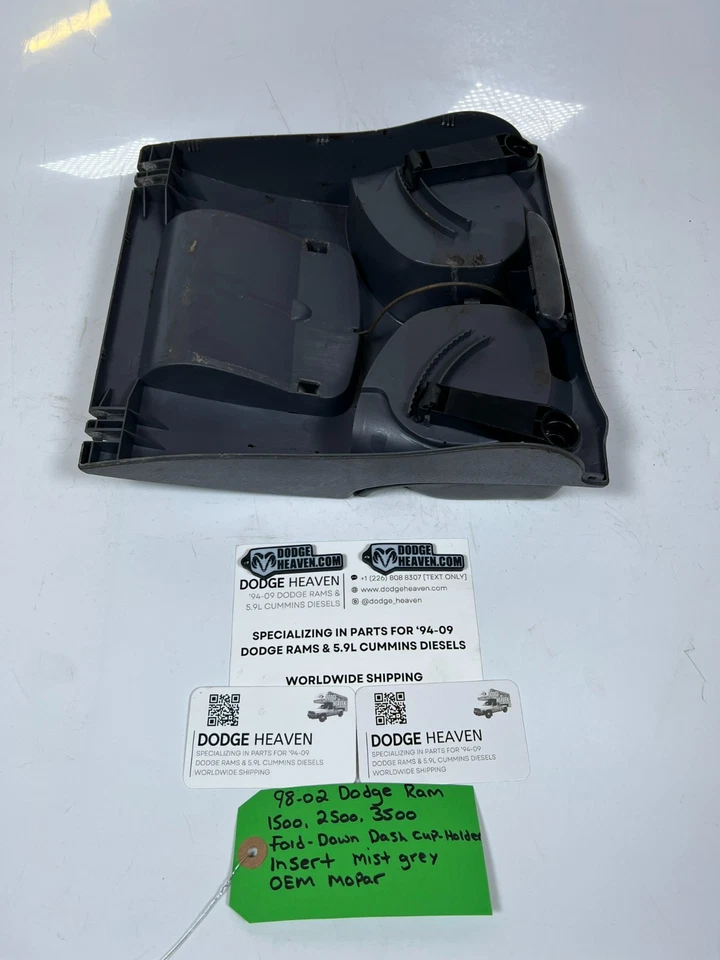 OEM 1998-2002 Dodge Ram 1500-3500 plegable tablero portavasos insertar gris niebla Foto 4 de 4