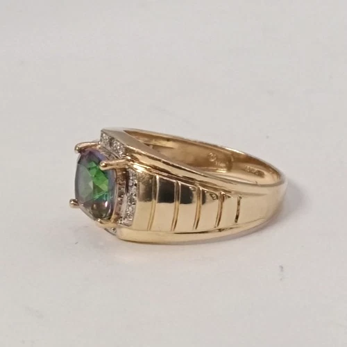 (MA2) Anillo de topacio místico de 4,5 gramos de oro amarillo y blanco de 10 k para hombre - talla 10 Foto 4 de 4