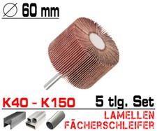5 tlg Lamellen Fächer Schleifer Schleiffächer Schleifmop Set Ø 60mm / K40 - K150