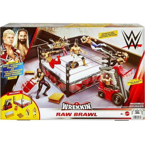 WWE Wrekkin Raw Brawl Ring Cody Rhodes Seth Rollins With Forklift Sealed Box