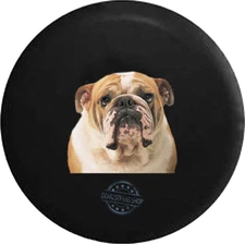 English Bulldog Bull Dog Printed for Jeep Camper Wrangler Leather Tire Cover