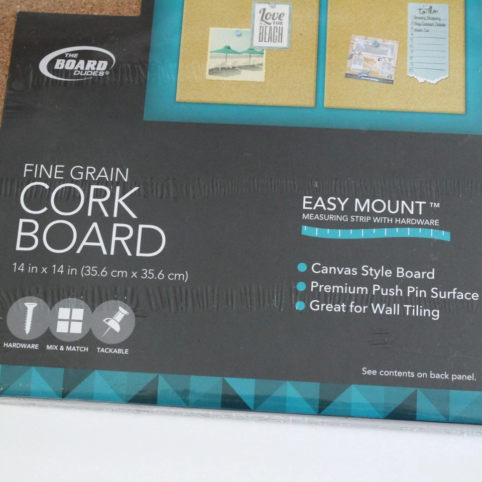 Cork Board 14 x 14" Square Canvas Style Wall Hanging School - Image 4 of 4