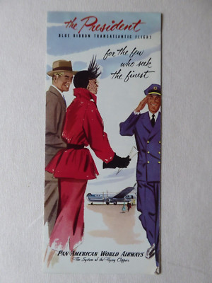 PROSPEKT PAN AMERICAN WORLD AIRWAYS BLAUES BAND TRANSATLANTIKFLUG BOEING