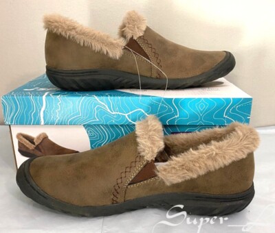 NEW JSport Women's Willa Faux Shearling Slip On Shoes - SIZE 6 - BROWN