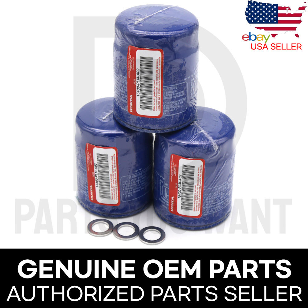 GENUINE HONDA ACURA OEM ENGINE OIL FILTER + WASHERS 15400-PLM-A02 - SET OF 3