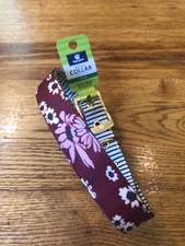 Dog Collar Large Reversible Floral Strap Buckle  17" To 21"  Top Paw