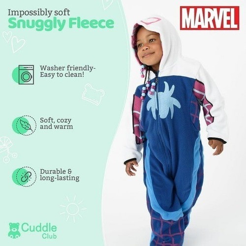 Marvel Cuddle Club One Piece Romper Hooded Fleece Girl's Jumper Ghost size 4T - Picture 3 of 5