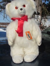 VINTAGE PLUSH FUR MOHAIR WHITE FUR TEDDY BEAR US TEENS NY TAG 15" RARE DOLL TOY