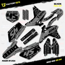 Black & Gray Slick Racing Graphics Kit fits 05-06 Suzuki RMZ450 Sticker RMZ 450