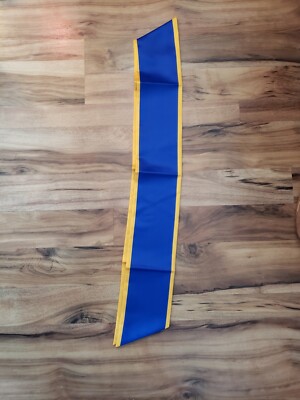 Graduation Sash, Academic Stole,  Royal Blue With Gold Trim.  5''x67''  NIP. 