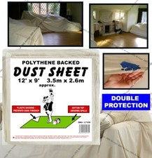 5 x Heavy Duty Laminated Cotton Twill Polythene Laminated Dust Sheets 12FT x 9FT