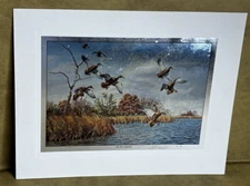 Vtg David Maass STOPOVER Ducks in Flight Foil Print Reproduction RARE