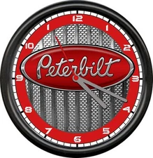 Peterbilt Truck Chrome Grill Diesel Trucker Garage Man Cave Sign Wall Clock