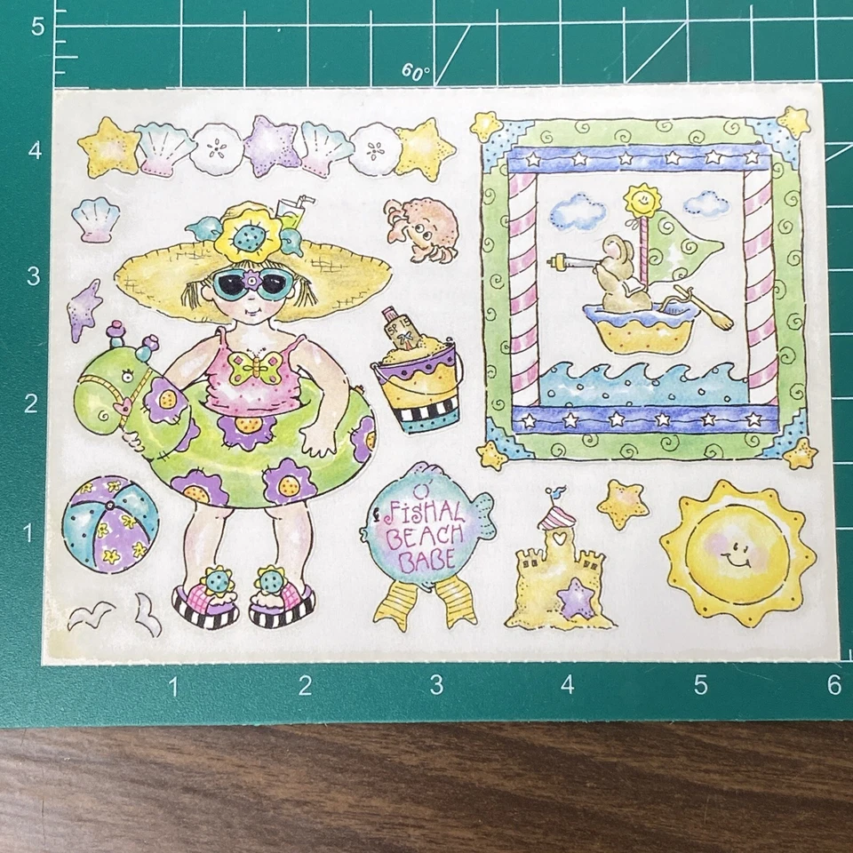 Pegatinas vintage 1 hoja Penny negras pegatinas Beach Babe #10-005 Foto 3 de 3