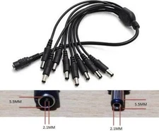 3pcs DC 1 Female to 8 Male Power Splitter Cable for CCTV Security Camera System