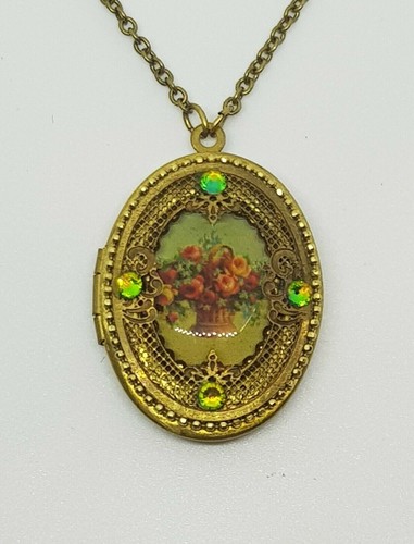 Necklace Locket Michal NEGRIN Crystals Roses made in Israel - Picture 4 of 12