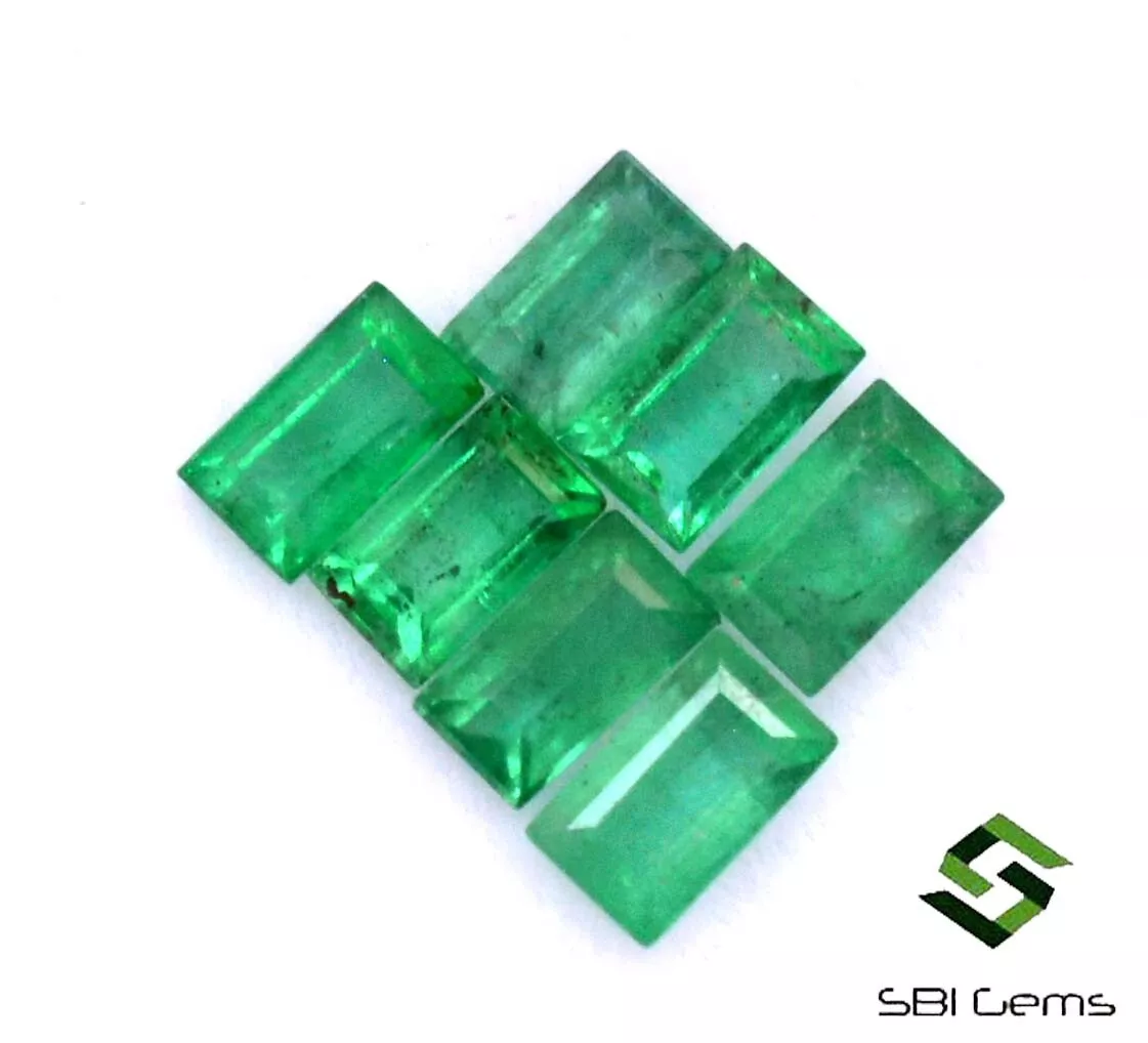 Natural Emerald Baguette Cut 3.50x2 mm Lot 07 Pcs 0.80 Cts Green