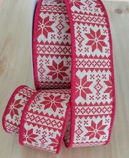 1.5 Inch 5 Yards Wired Christmas Ribbon Poinsettia Gift Wrap Wreaths Crafts