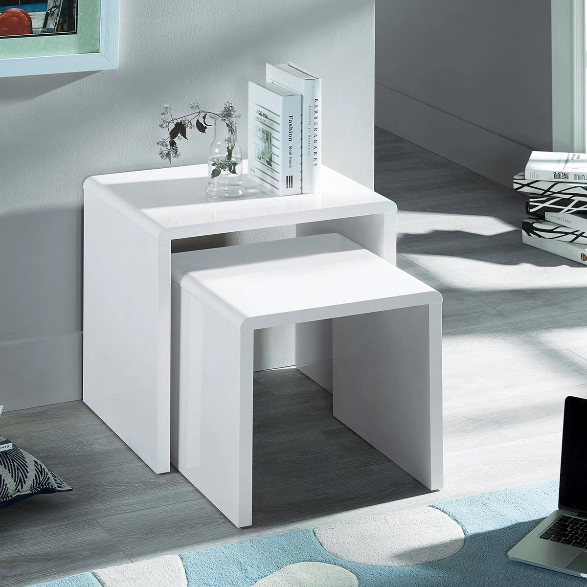 Julian Bowen Manhattan Nest of 2 Tables White Gloss eBay
