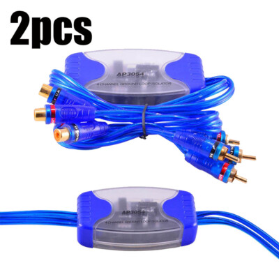 4-Channel RCA Audio Noise Filter Suppressor Ground Loop Isolator Car Stereo 2Pcs