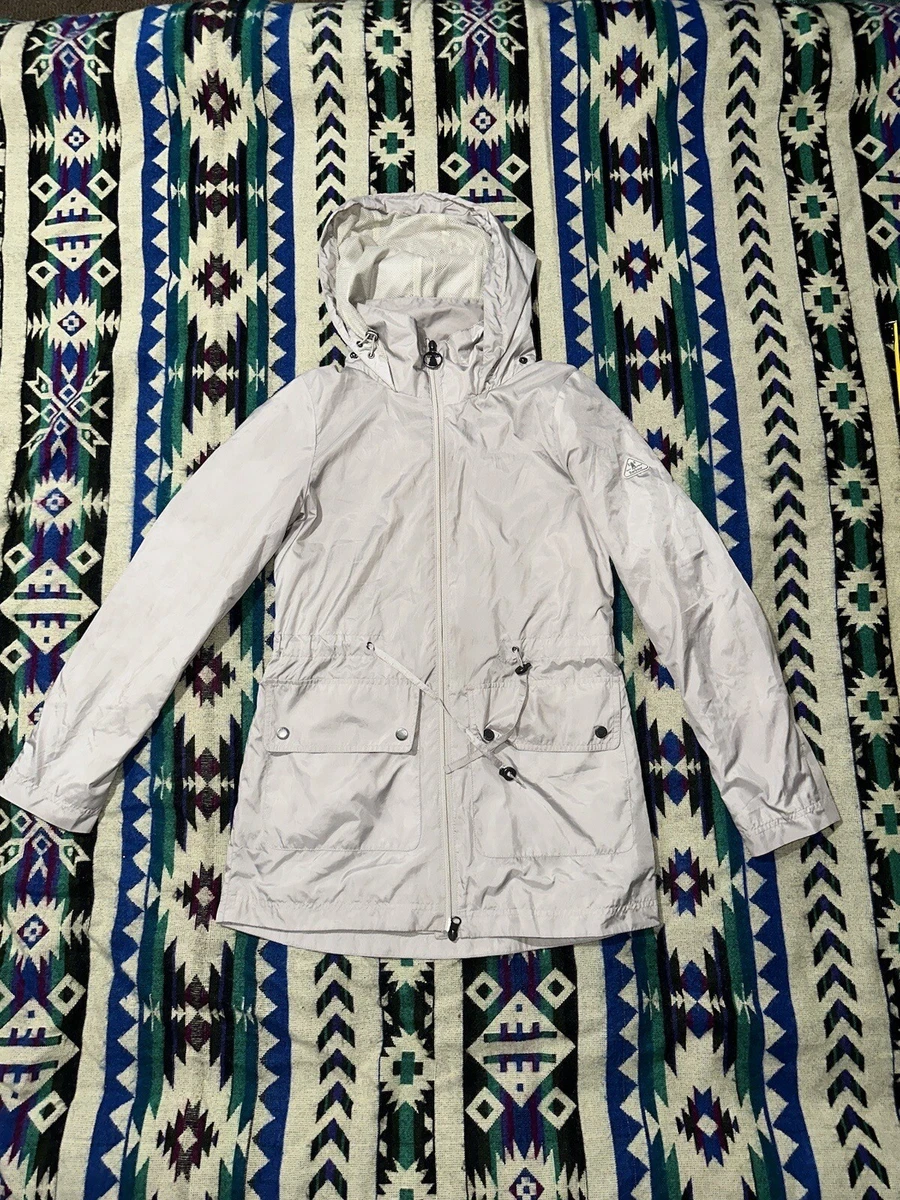 Barbour Women s Campion Showerproof Jacket Oyster Hooded Zip Sz US 4