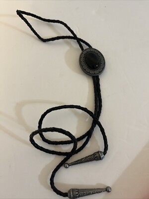 Vintage Alloy Fashion Bolo Tie Bow Tie for Mens Black Onyx Medium