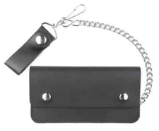 Mascorro Men's 8 in Trucker Biker Chain Wallet, Black Genuine Leather TW401-23