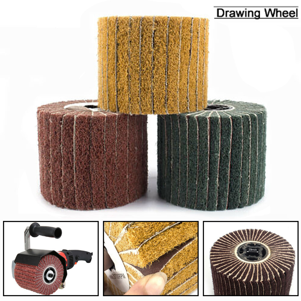 Wire Drawing Wheel Sandpaper Brush Drum Burnishing Polishing Buffer Tool  40-240#