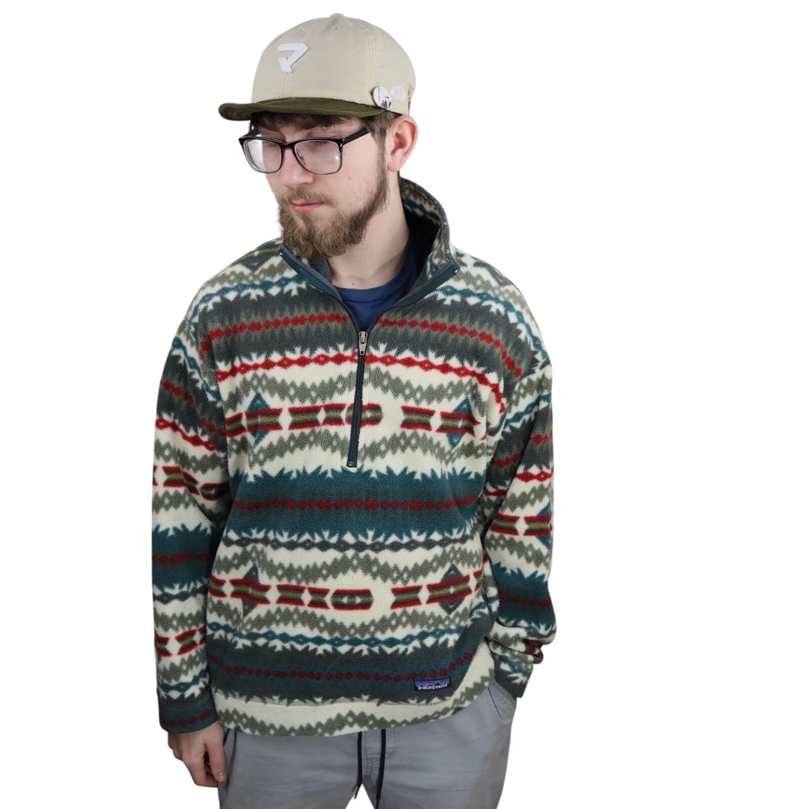 patagonia vtg 1994 sacajawea aztec synchilla pullover fleece jacket