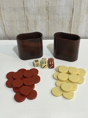 Set Dadi Per Backgammon - Con Dado Raddoppiante E Sacchetto In Velluto