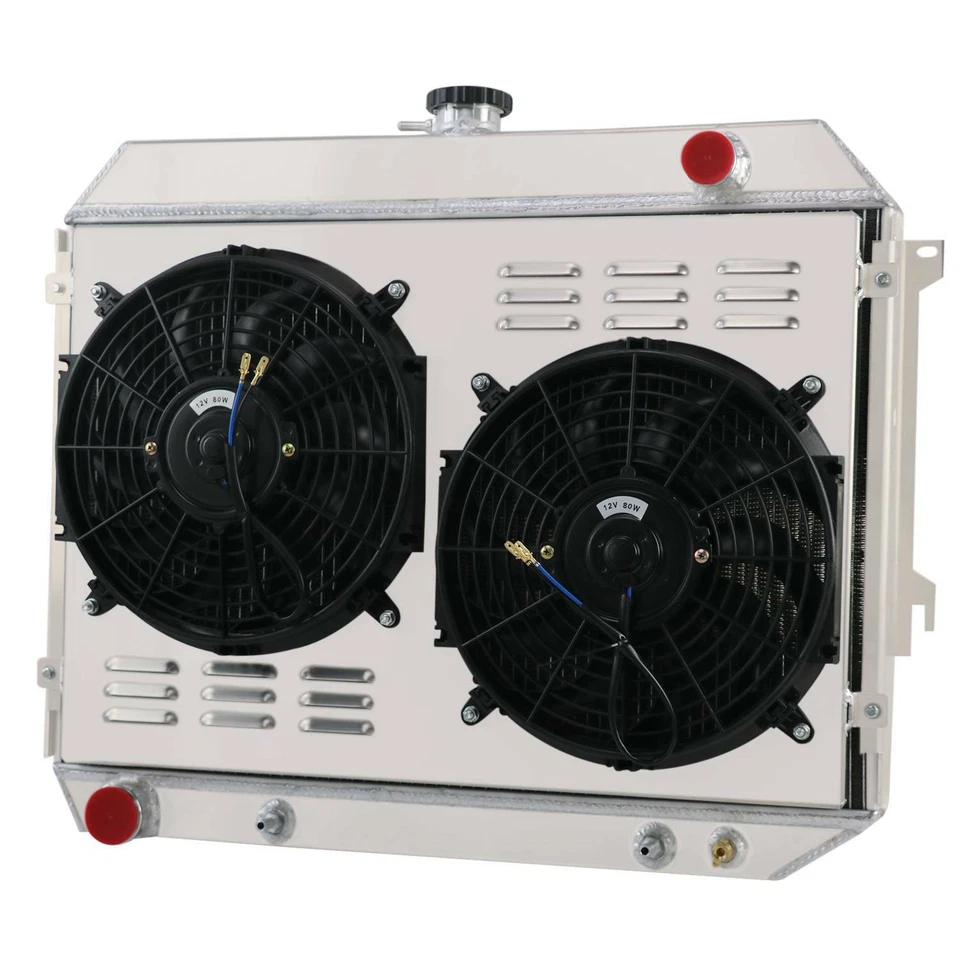 3 Rows Aluminum Radiator Shroud Fan&Relay For 1968-73 1970 Plymouth Road Runner - Image 4 of 4