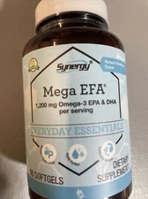 Synergy Mega EFA Soft Gels 1200 mg Omega 3 EPA & DHA 60Softgels Exp 04/15/2026